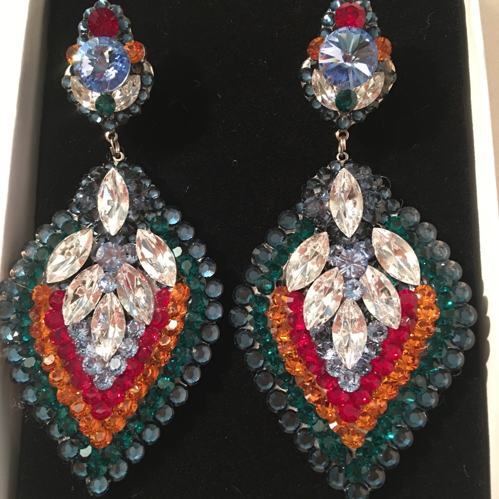Custom Made Multi Colored Stone Pierced Earrings